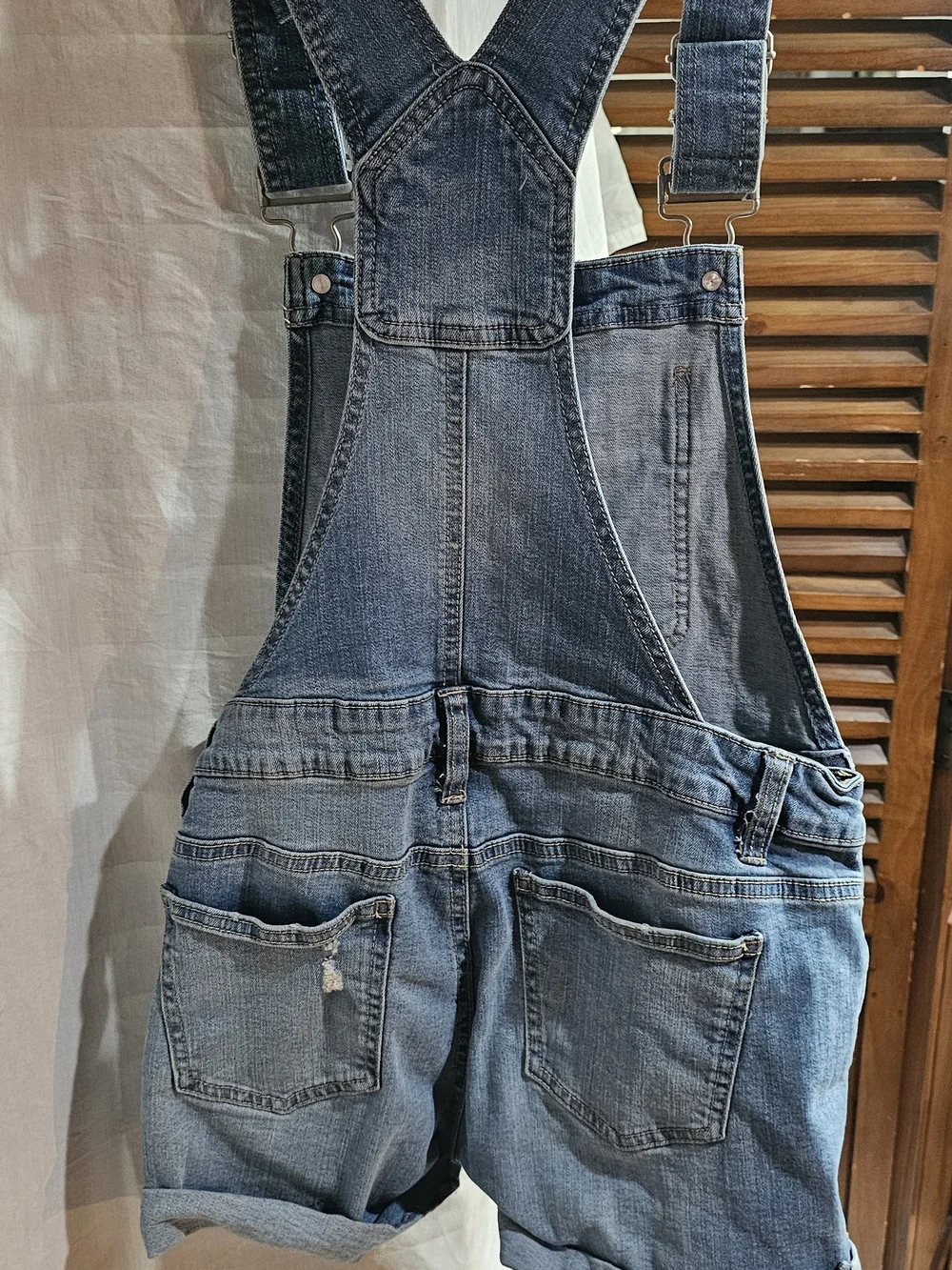 Blue Spice Light Blue Distressed Denim Short Overalls Bibs Size 5 Woman/juniors.